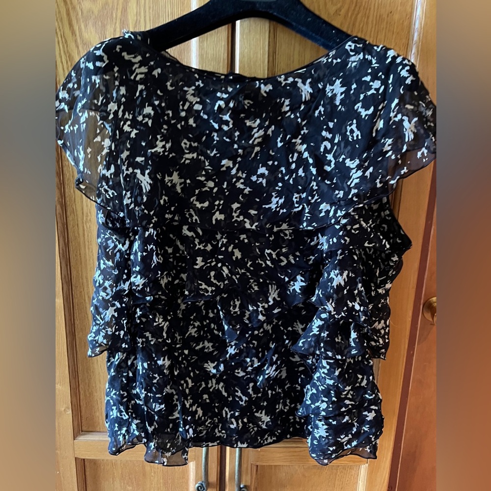 Bottega Veneta Black and White Ruffled Blouse